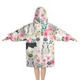 thumbnail image 2 of Husky Dog Flower Floral Blanket Hoodies for Kids 6-13YR Oversize Wearable Blanket Hoodies for Boys Girls Teens, 2 of 7