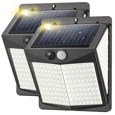 2 Pack Solar Power 238 LED PIR Motion Sensor Outdoor Security Garden Wall Lamp Light