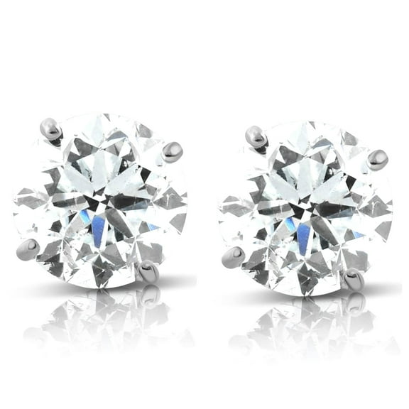 Pompeii 1.70 cttw 14K White Round Cut Studs Earrings Screw Back (JK,I2-I3)