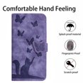 thumbnail image 2 of Mantto Cases for Samsung Galaxy S23 Butterfly Embossed & Cute Cat Patterned Wallet Case for Women Card Holder Flip Cover Kickstand PU Leather Magnetic Folio with Strap, Purple, 2 of 13