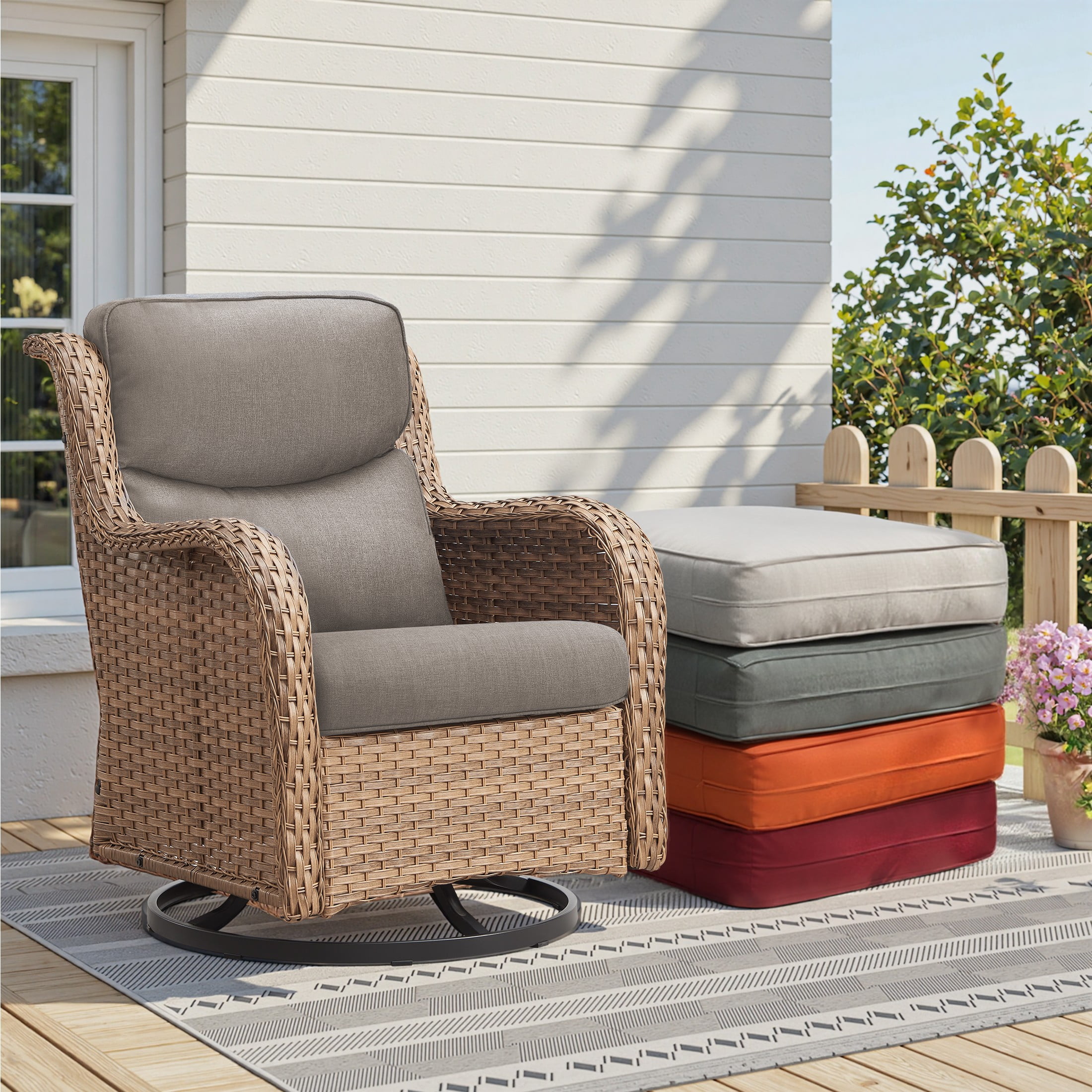 Unnifurnzi Outdoor Chair Cushions-22 x 25 x 4 Inch Fade Resistant Patio Chair Cushions Outdoor Seat Cushions for Patio Furniture Chair Sofa Couch-Gray