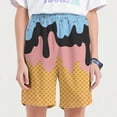 thumbnail image 4 of OSOLU Boys Shorts Casual Ice Cream Print Athletic Gym Elastic Waist with Pockets Summer Sports Outdoor Home Wear Beach Vacation Shorts, 4 of 4