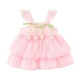 thumbnail image 2 of HOMADLES Summer Dress for Girls Crewneck Sleeveless Solid Bow Mesh Crewneck Stretch Casual Princess Dress Pink 12 Months, 2 of 3