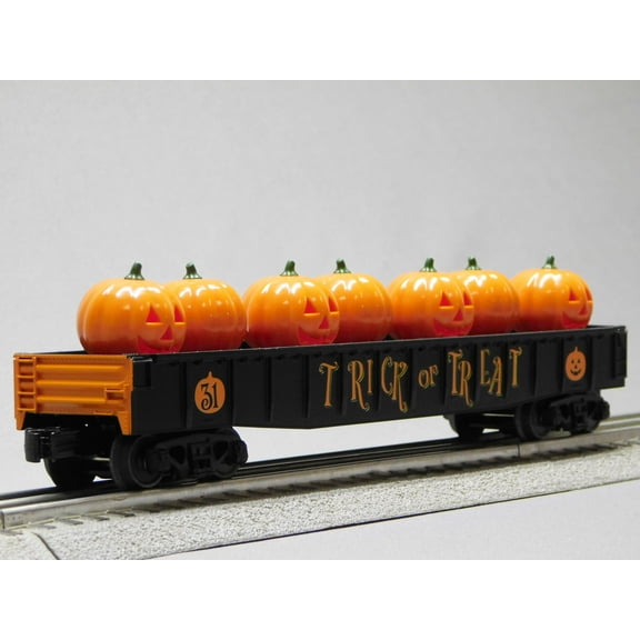 MTH RAILKING HALLOWEEN GONDOLA CAR WITH FLICKERING JACK O LANTERNS 30-72243