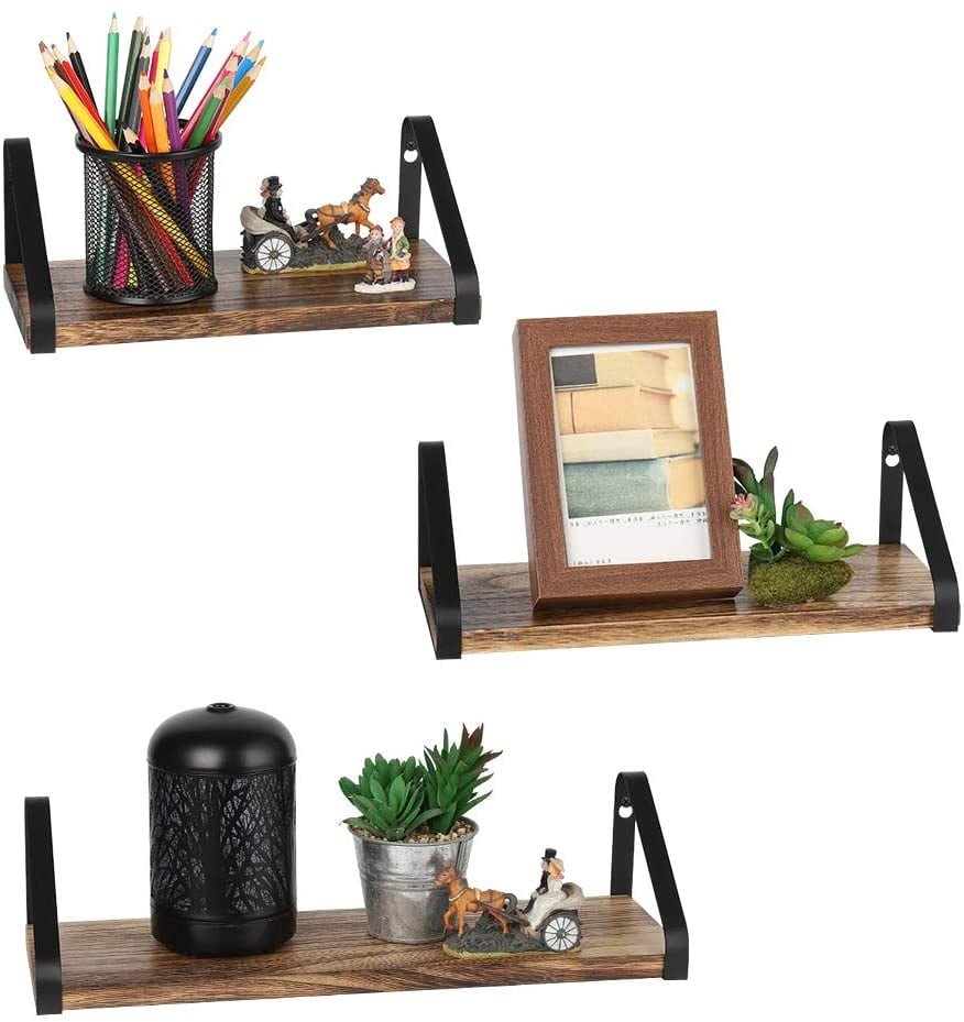 3 PCS Floating Shelves Wall Rustic Wood  for Bathroom Living Room Bedroom Office 