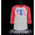 thumbnail image 2 of Shop4Ever Men's Patriotic Popsicles Ice Cream 4th of July Raglan Baseball Shirt X-Large Heather Grey/Red, 2 of 4