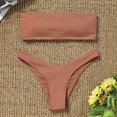 thumbnail image 2 of Traje de baño sexy con espalda abierta, diseño dividido, push-up, conjunto de bikini de playa de color sólido de moda de verano, 2 of 8