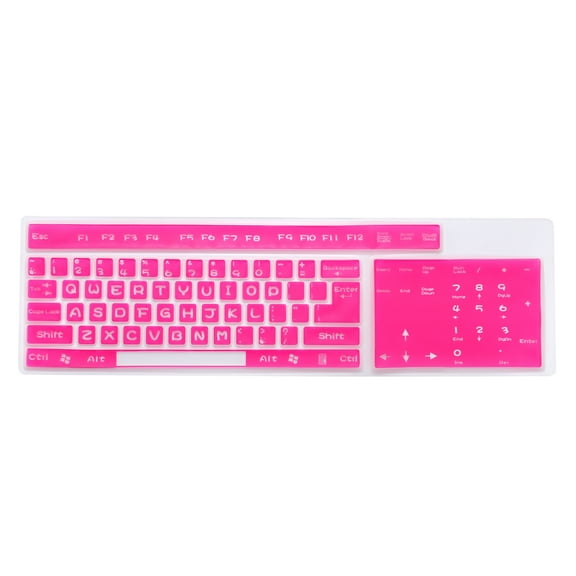 Pc Keyboard Cover Skin Silicone Desktop Keyboard Skin 17.3"x5.3" Rose Red 1Pcs