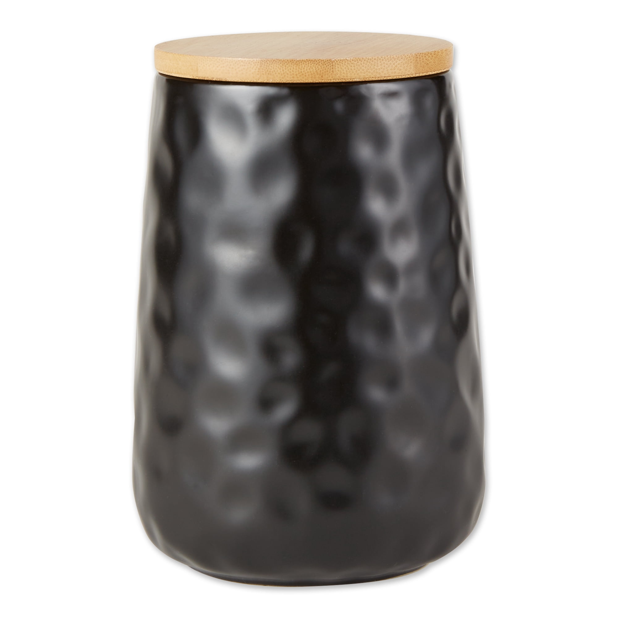 DII Kitchen Accessories Textured Matte Ceramic Canister Set, Black Dimple, 2 Piece
