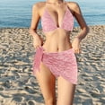 thumbnail image 1 of Set de bikini con encubrimiento de envoltura (3 piezas) Traje de baño Traje de baño con cordón de la cintura de la cintura para la piscina de natación, 1 of 8