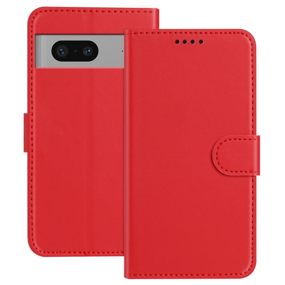 Allytechgroup Case for Google Pixel 7 with Credit Card Slot, Slim Luxury PU Rugged Non-Slip Grip Shockproof Bumper Full Body Protective Cover Men Women Phone Case for Google Pixel 7, Red