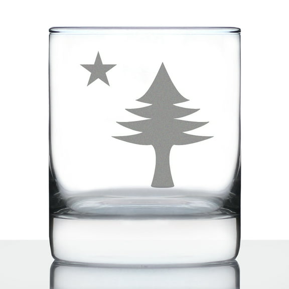 Bevvee Whiskey Rocks Glass 10.25 oz Flag Of Maine Gifts for Maine Enthusiasts Glassware & Drinkware