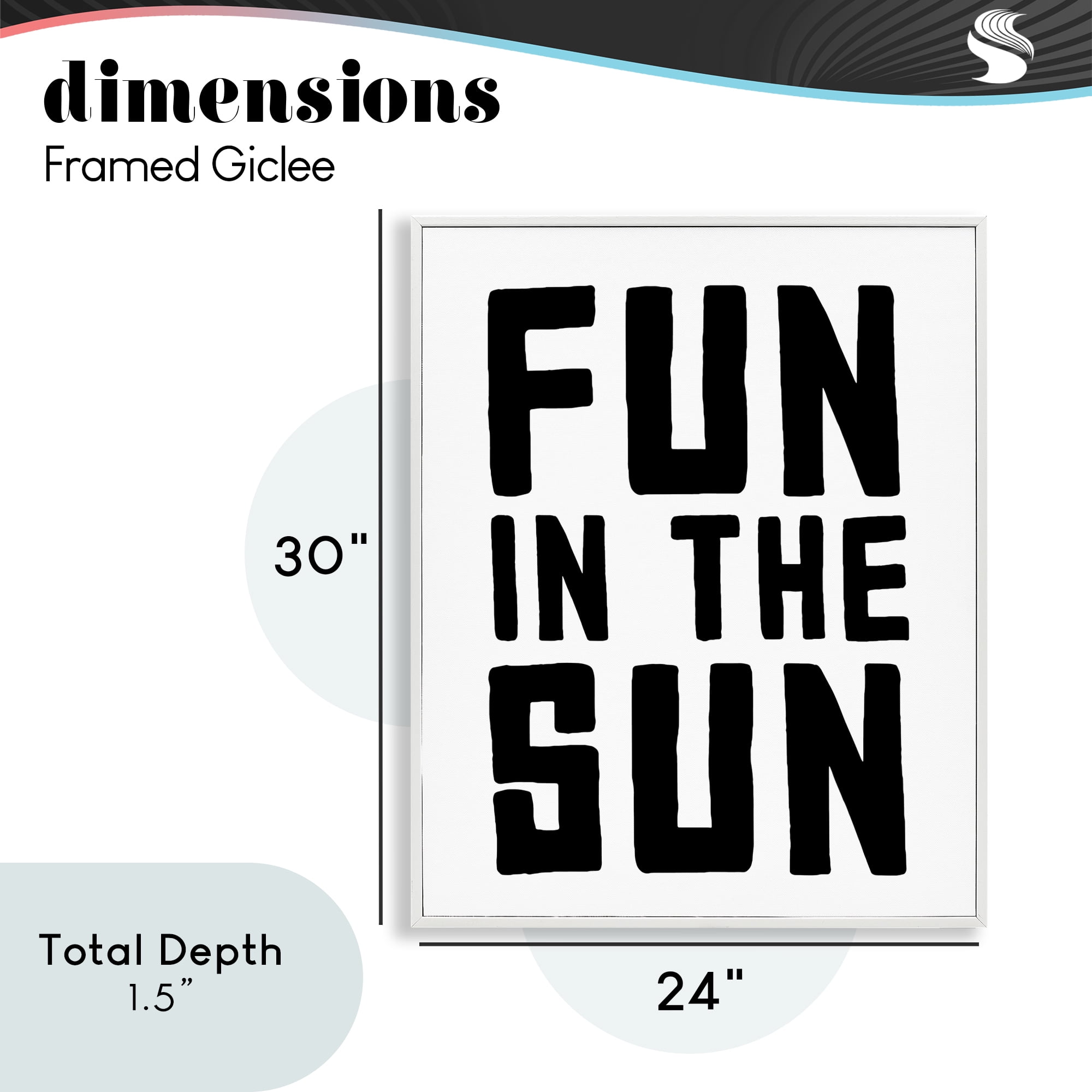 Fun In Sun Simple Sentiment White Framed Giclee Art, design by Lettered and Lined