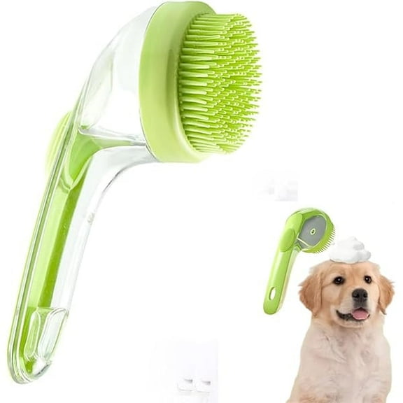 Pet Bath Brush with Soap Dispenser, Lettuce Pets Bath Brush, Lettuce Pets Bathing Brushs for Dogs, Dog for Pet Bathings Brushs with Soap Dispenser, Dogs Bathing Scrubber for Short Hair (Green)