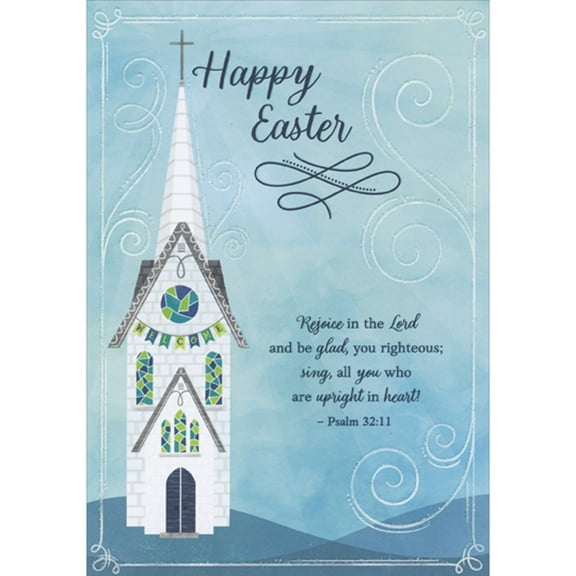 Designer Greetings Rejoice in the Lord and Be Glad: Tall, Skinny Church with Welcome Banner Religious Easter Card