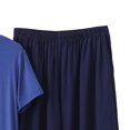 thumbnail image 5 of PIWHJQK 2 Pieces Men Pajama Set Elastic Waist Sleepwear Men's Solid Crew Neck Tee Elastic Pocket Shorts 2 Piece Pajama Men Sleepwear, 5 of 6
