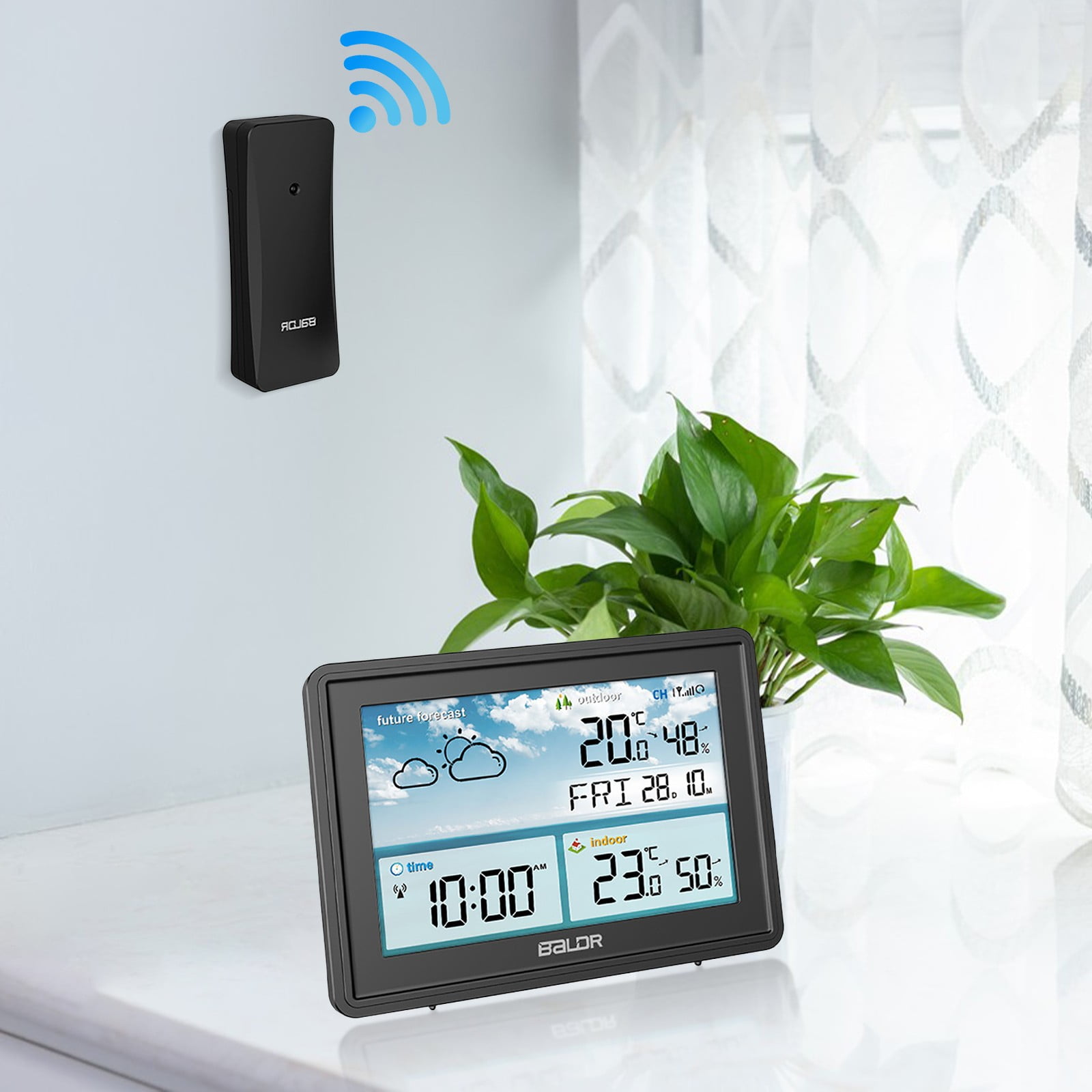 COM1950s A Multifunctional Digital Weather Clock That Can Monitor Weather, Temperature, Humidity, Time Alerts, Calendar, and Weather Conditions At Any Time