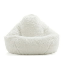 Big Joe Teardrop Bean Bag Chair, Ivory Shag Fur, Soft Faux Fur, 3 feet Big