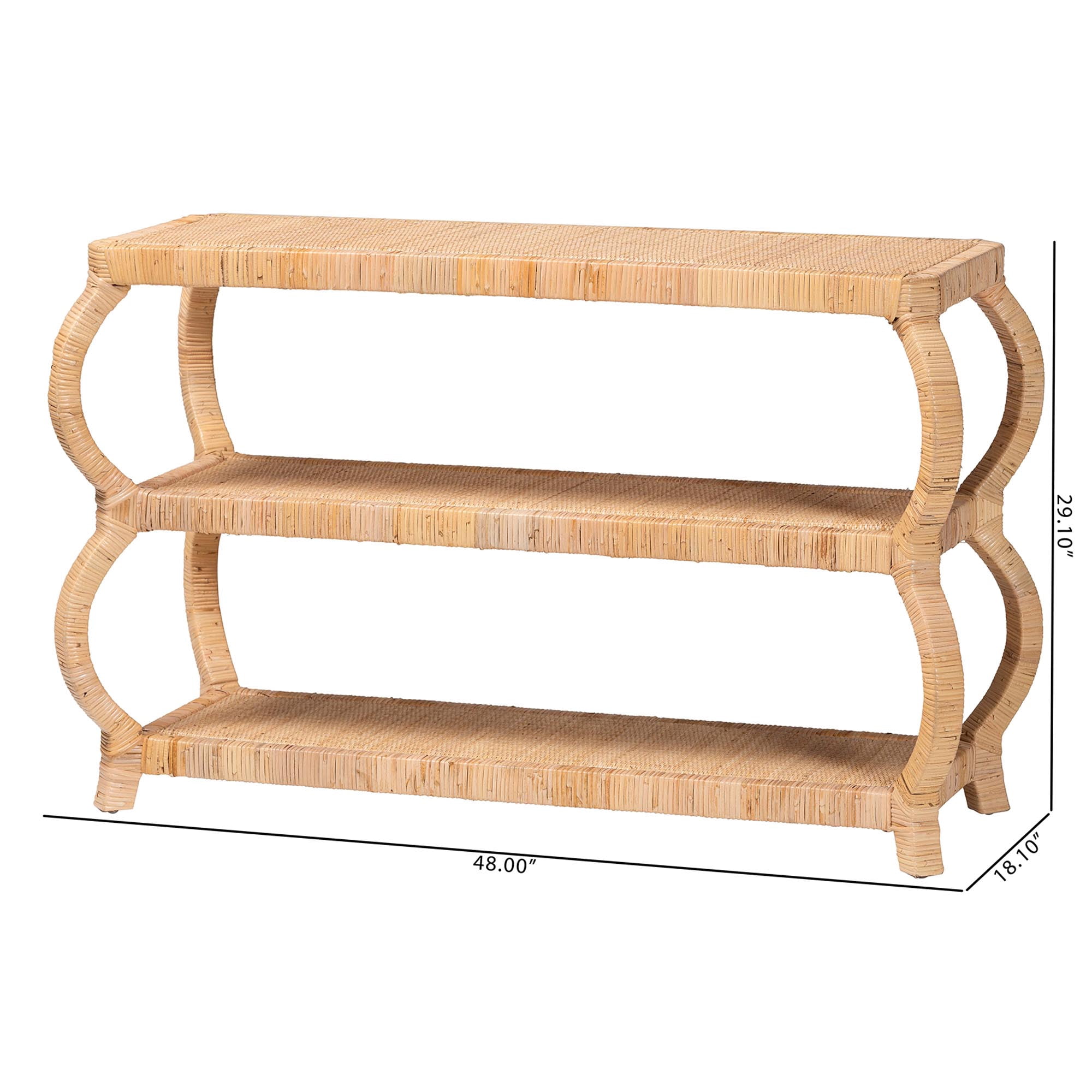 bali & pari Dalida Boho Console Table, 3-Tier, Natural