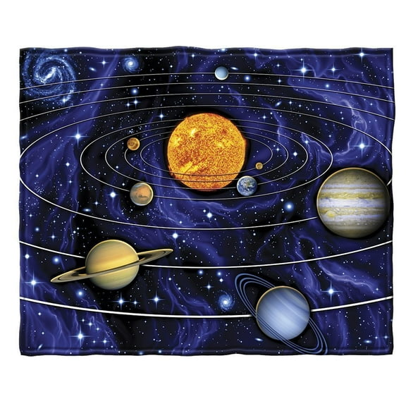 Dawhud Direct Fleece Throw Blanket - 50x60-Inch Plush Space Blanket with Solar System Design for Kids and Adults - Soft and Cozy for Bed, Couch, or Travel