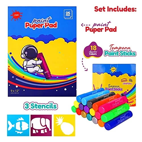 J Mark Tépera Palitos de Pintura, 18 Colores - Incluyendo Plantillas y Libro de Pintura, J J MARK J MARK