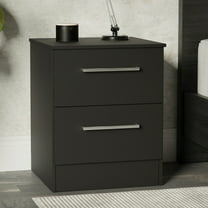 Kappesberg Jolyne 2-Drawer Nightstand Set of 2, Modern Black Bedroom Storage - for Adults and Teens