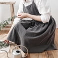 thumbnail image 4 of Sufanic Women Bib Apron Cotton Linen Sleeveless Pinafore Dress Home Cooking Florist Cute, 4 of 7