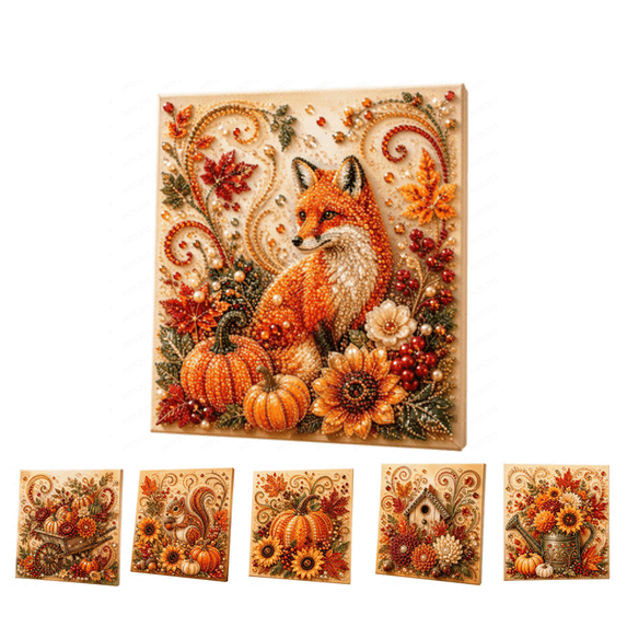 Autumn Pearl Art DIY Kit, Cute 3D Diamond Painting Crafts, DIY Fall Home Decor Wall Art, Beginner DIY Seasonal Party Gift, DIY Pumpkin Diamond Pearl Art Craft for Adults,A