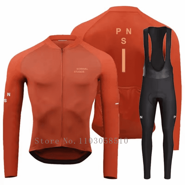 Men's Long Sleeve Cycling Jersey and Gel Pad Pants Set for Spring Autumn Various Colors