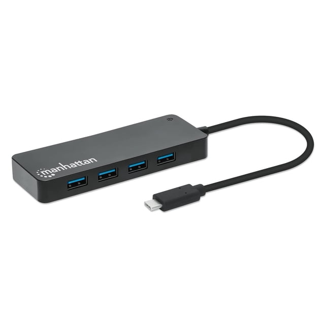 Hub USB-C Manhattan Negro con 7 Puertos USB-A 3.2 y Transferencia Rápida de Datos a 5 Gbps