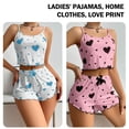 thumbnail image 5 of Womens Heart Print Halter Camisole & Shorts Set - Casual Lounge Sleepwear, 5 of 8