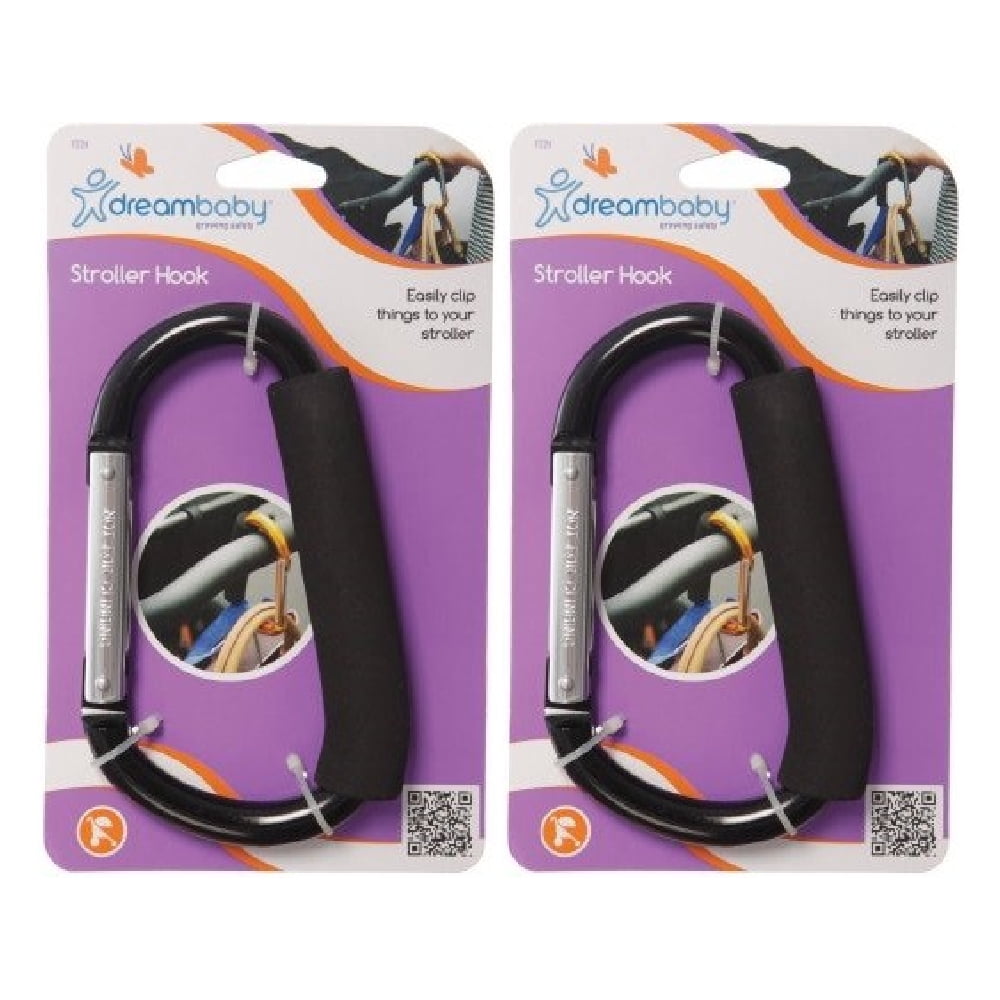Strollerbuddy Stroller Hook Mommy Hook Clip Padded Black 2-Pack