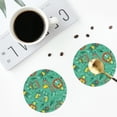 thumbnail image 5 of Fuzoiu Funny Animals in Jungle Print Leather Coasters Set,Drink Coasters Set of 6,for Tabletop Protection, Durable PVC Coasters,Home Décor and Housewarming Gift,Round Shape, 5 of 7