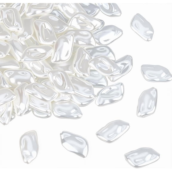1 Box 100PCS Creamy White Baroque Artificial Pearl Beads with Holes Irregular Plastic Loose Imitation Summer Pearls Bead Bulk for Jewelry Making Bracelets Necklaces DIY Craft Supplies