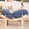 thumbnail image 3 of Elevated Cat Bed Wooden with Cushion Fluffy Pet Couch Sofa for Indoor Cats Raised Kitty Lounge Chair Suitable for Puppy, Cat Furniture(Deep Blue), 3 of 17