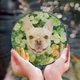 thumbnail image 2 of Happy French Bulldog Welcome St Patrick's Day Lucky Shamrocks Clover Stained Glass Suncatcher Dog Lover Gifts Window Hanging Sign Decor - 22001, 2 of 5