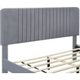 thumbnail image 6 of Velvet Fabric Queen Size Upholstered Platform Bed with Tufted Headboard, Upholstered Mattress Foundation, Wooden Slat Support, No Box Spring Needed, Queen Bed Frame for Bedroom/Guestroom, 6 of 9