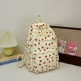 thumbnail image 5 of Bow Backpack for Women 3Pcs Set Kawaii Coquette Nylon Backpack Cute College Laptop Rucksack Fashion Travel Daypack 2025 New (Beige Strawberry), 5 of 13