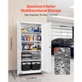 thumbnail image 3 of KFFKFF Metal Storage Cabinet, 72.6 in Rolling Steel Garage Cabinet with Adjustable Shelves, Magnetic Doors & Keys, Lockable 5-Tier Tool Organizer for Pantry, Warehouse, Basement, Office, White, 3 of 9