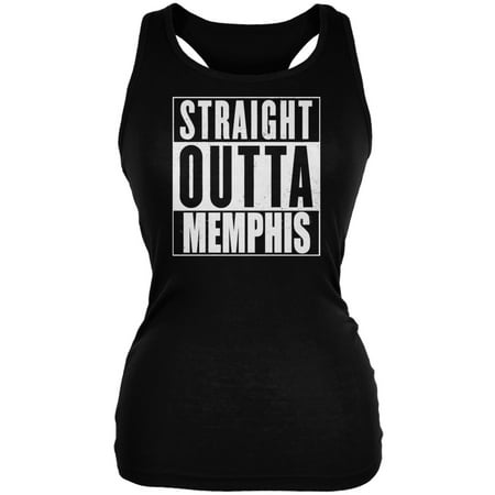 Straight Outta Memphis Black Juniors Soft Tank Top