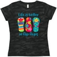 thumbnail image 3 of Inktastic Life is Better Flip Flops Women's T-Shirt, 3 of 5