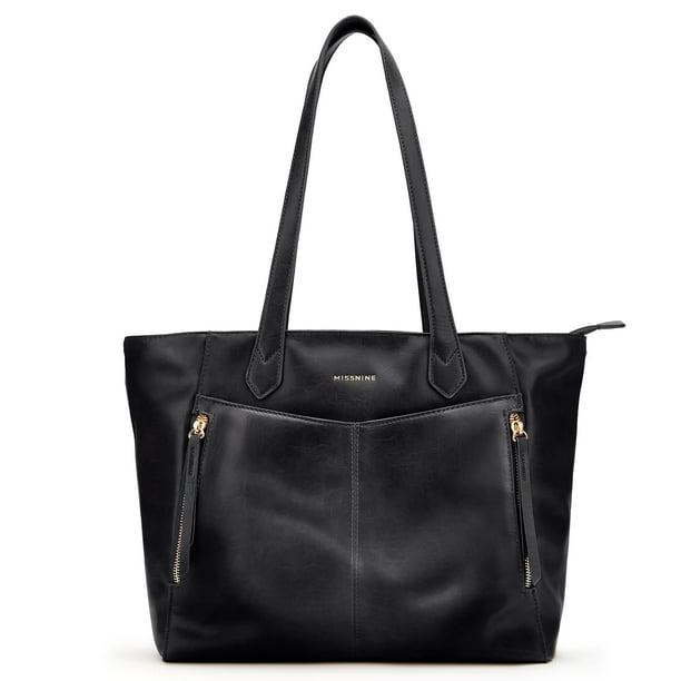 Bolso de mano Missnine para mujer, bolso de piel negro