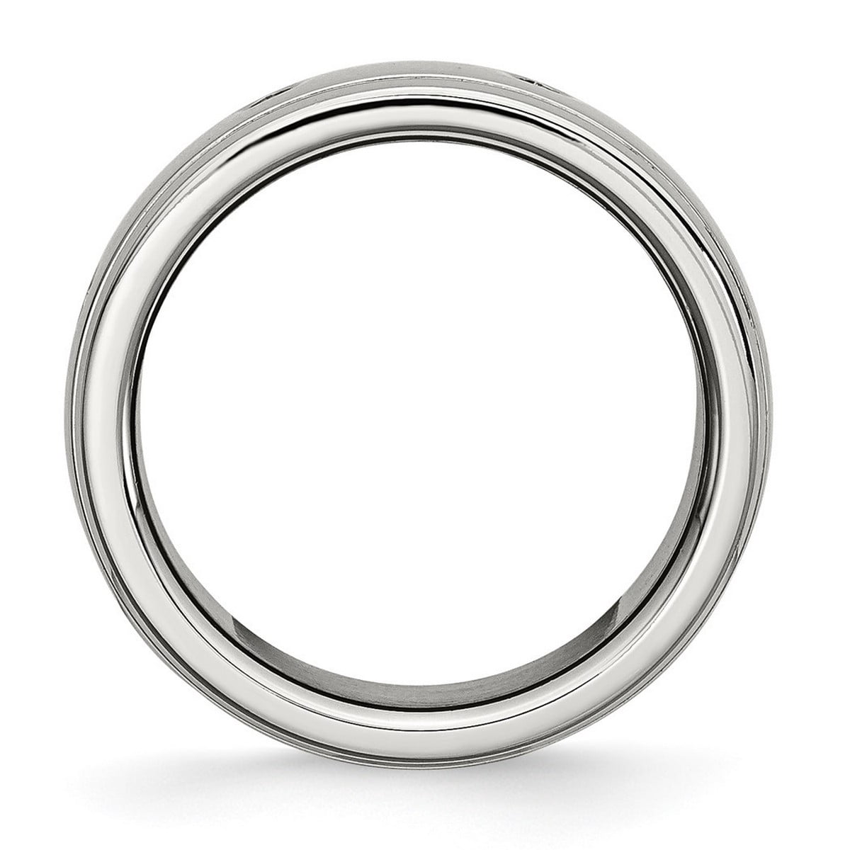 8mm Stainless Steel Half Round Polished Grooved Ring Size 9 Ring for Women