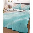 thumbnail image 3 of Quilts King Size Bedding Set, Teal Blue Waves Coastal Lightweight Quilted Comforter, Summer Beach Ocean Seaside Soft Reversible Bedspread Coverlet with Pillow Covers for All Season, 96" x 106", 3 of 7