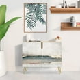 thumbnail image 2 of PixonSign Sideboard Buffet Cabinet, Kitchen Storage Cabinet with 2 Doors, Grunge Gray & Dark Teal Color Blocks, Cupboard Console Table for Dining Room - 35" L x 18" W x 29" H, 2 of 5