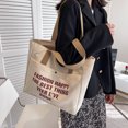 thumbnail image 2 of Beige Canvas Shoulder Bags Handbags Tote Bags Shopping Bag, 2 of 5