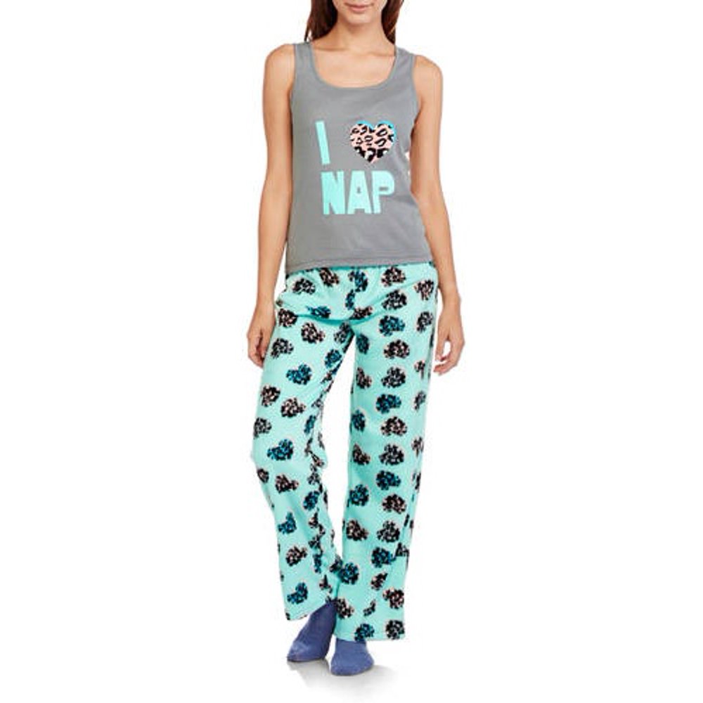 Body Candy Juniors' Knit Pajama Tank Top with Luxe Fleece Sleep Pant