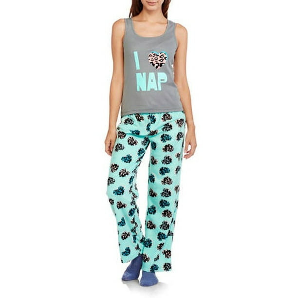 Body Candy Juniors' Knit Pajama Tank Top with Luxe Fleece Sleep Pant