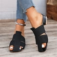thumbnail image 4 of Fashion Summer Women Sandals Medium Heel Chunky Heel Solid Color Open Toe Casual Womens Wedding Sandals Low Heel Black Women Sandal, 4 of 6