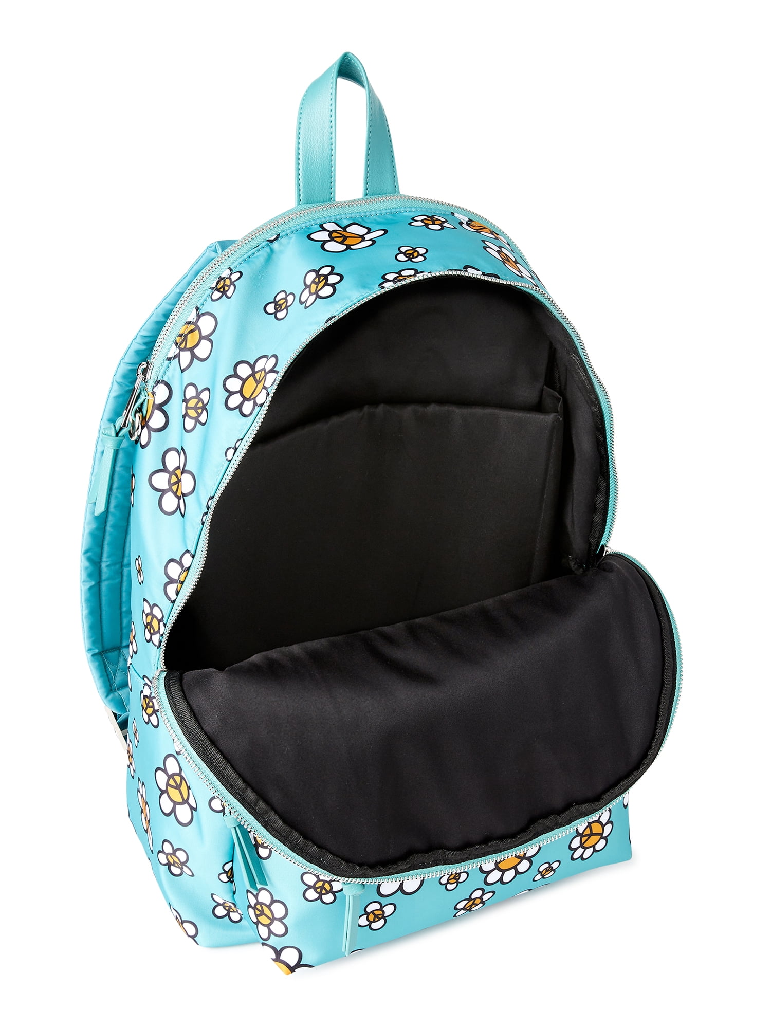 No Boundaries Women's Dome Zip Backpack, Teal Dust Peace Floral